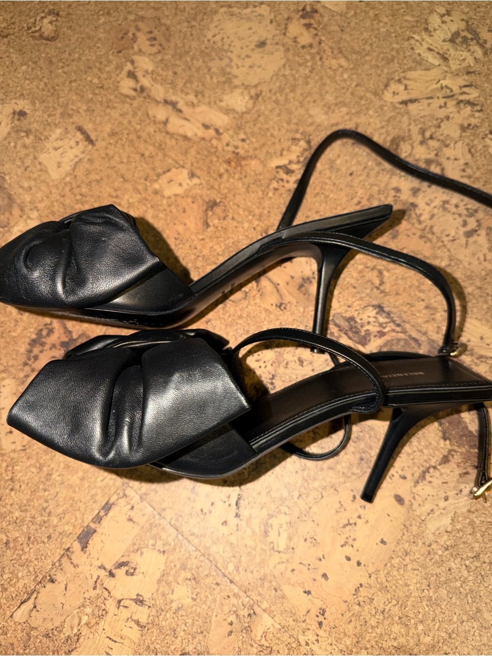 Balenciaga Black Knotted Leather Strappy Heels - Picture 2 of 3